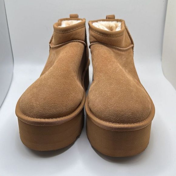 CUSHIONAIRE Women's Genuine Suede pull on platform boot +Memory Foam 9.5 CHESTNU - Picture 2 of 7